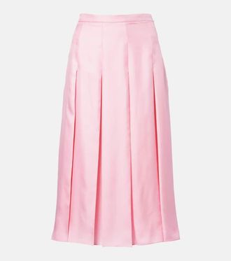 Gucci Pleated silk twill midi skirt