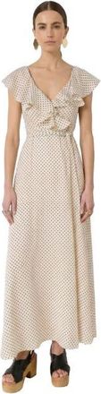 Gerard Darel Ruffled V-Neck Maxi Dress in Ecru at Nordstrom, Size X-Large/xx-Large