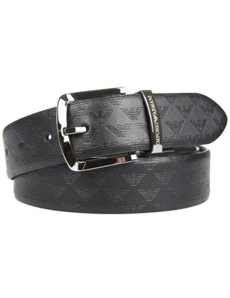 Emporio Armani Black Signature Logo Buckle Belt