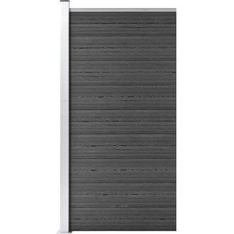 vidaXL Pannello di Recinzione in wpc 95x186 cm Nero - Vidaxl
