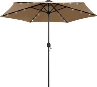 vidaXL Sombrilla De Jard&iacute;n Con Luces Led Palo De Aluminio Taupe 270 Cm Vidaxl
