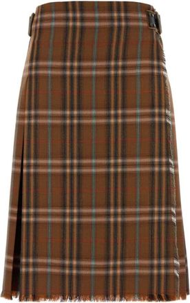 Burberry Geborduurde wollen rok - Dames - Midirokken - Veelkleurig - XS - Wol - Rokken