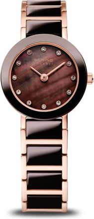 Bering Dames keramisch horloge 22 mm armband roestvrijstalen band met keramische elementen ros&eacute;goud 11422-765 - Dames - Horloges - Bruin - ONE Size - Accesso
