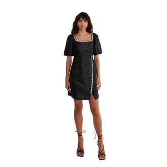 Lovedrobe Jacquard-feestjurk voor dames (Zwart)