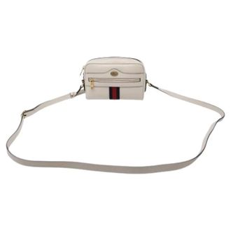 Gucci Pre-owned Ophidia Mini Crossbody Bag - Dames - Pre-owned - Wit - Maat: ONE Size Leer
