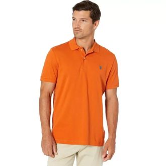 U.S.Polo Association U. S. Polo Assn Polo Shirt Mens Orange Cotton Short Sleeve Pullover KFC424