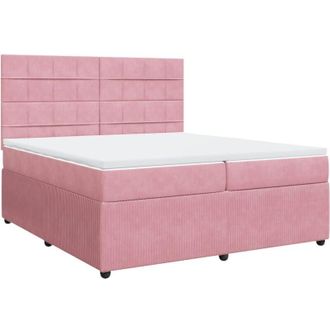 vidaXL Vidaxl - Cama Box Spring Con Colch&oacute;n Terciopelo Rosa 200x200 Cm