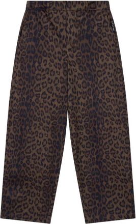 ALIX The Label Geweven Animal Barrel Broek - Dames - Wijde Broeken - Bruin - S - Katoen - Broeken