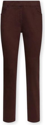Elena Miro Slim-fit katoenen blend keper broek - Dames - Slim Fit Broeken - Rood - M - Katoen - Broeken
