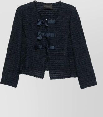 Emporio Armani bow embellished round neck long sleeve jacket