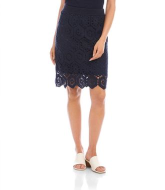 Karen Kane Crochet Mini Skirt In Navy