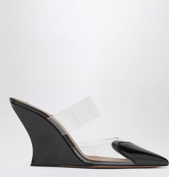 Alaia Black patent leather Le Coeur wedge mules
