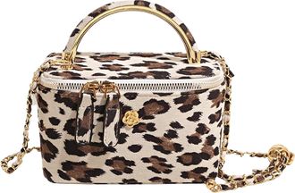 Generic Kexpery Leopard Pattern Faux Suede Handbag Large Crossbody Bag with Handle for Women Travel and Daily Use