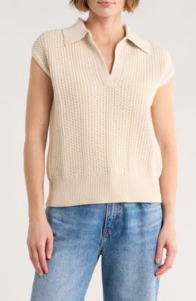 Elie Tahari Sleeveless Cotton Polo Sweater in Natural at Nordstrom Rack, Size X-Large