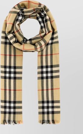 Burberry cashmere silk checked fringed scarf