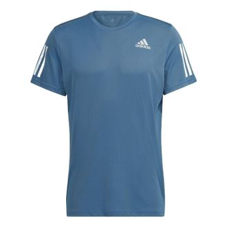 adidas Mens adidas SS22 Logo Stripe Round Neck Short Sleeve Blue T-Shirt HL5988