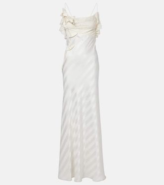 Self Portrait Lace-trimmed satin gown