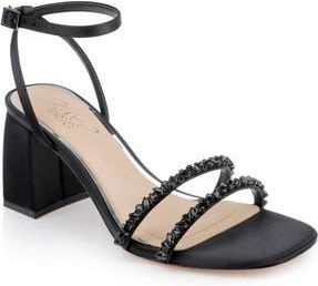 Badgley Mischka Nella Ankle Strap Sandal in Black Satin at Nordstrom Rack, Size 11