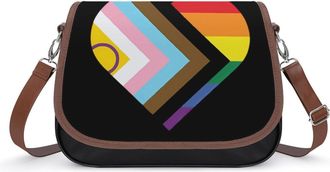 Generic LGBTQ Transgender Proud Flag Womens Crossbody Bag Fashion Shoulder Handbags Message Tote Bag with Adjustable Strap