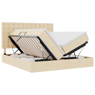 vidaXL Letto Con Contenitore Con Testiera Crema 180 X 200 Cm Tessuto Vidaxl