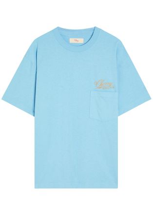 Cherry Los Angeles 5 Star Logo-embroidered Cotton T-shirt - Light Blue - XL