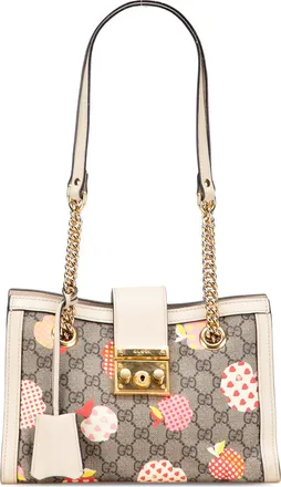 Gucci Pre-owned Womens Small Gg Supreme Apple Heart Padlock Tote - Grey Textile - One Size