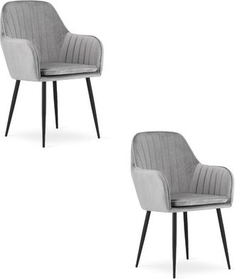 OEM Silla Lugo - Terciopelo Gris Plateado / Patas Negras X 2