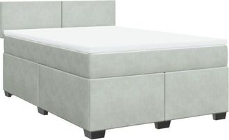 vidaXL Vidaxl - Cama Box Spring Con Colch&oacute;n Terciopelo Gris Claro 140x190 Cm