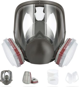 OEM Respirador Facial Completo Reutilizable Con 10 Filtros Reemplazables Para Pinturas, Part&iacute;culas, Polvos Y Productos Qu&iacute;micos