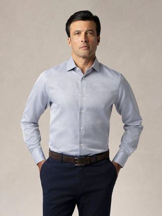Robert Talbott Reynolds Hopsack Contemporary Fit Shirt in Navy at Nordstrom, Size 16.5