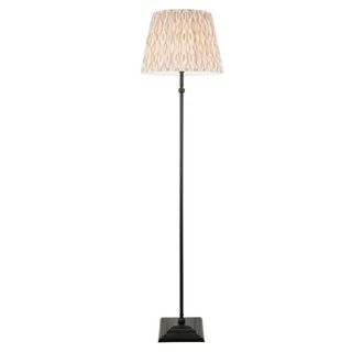 Netlighting Lille Matt Black Floor Lamp Fabric Ikat Shade 40cm B22