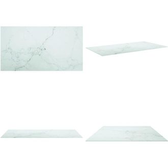 vidaXL Piano Tavolo Bianco 120x65 cm 8mm Vetro Temperato Design Marmo - Tavolo da pranzo in vetro - Tavolo da pranzo in marmo