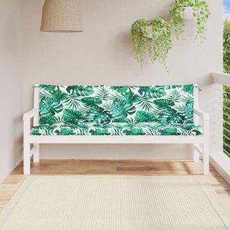 vidaXL Cojines Banco Jard&iacute;n 2 Uds Tela Estampado De Hojas 180x50x7 Cm Vidaxl