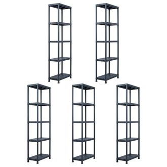 vidaXL Estanter&iacute;a De Pl&aacute;stico 5 Unidades 125 Kg 60x30x180 Cm Negro Vidaxl