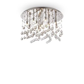 Netlighting Moonlight 12 Light Large Semi Flush Ceiling Pendant Chrome G9 in Grey