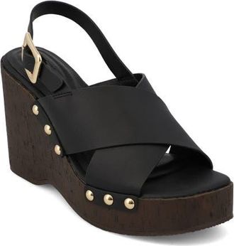 Mia Elleiana Wedge Sandal in Black at Nordstrom, Size 7.5