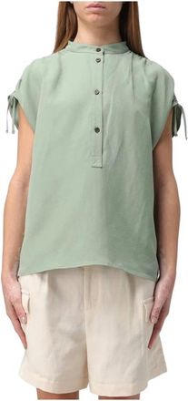 Woolrich Mouwloze Geruite Blouse - Dames - T-shirts - Groen - XS - Linnen - Tops
