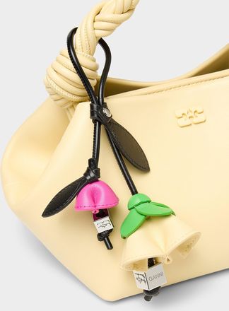 Ganni Womens Black-stemmed spring flowers bag charm