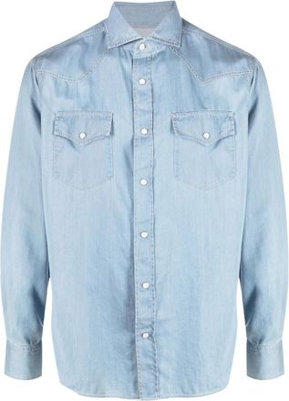 Brunello Cucinelli Contrast-stitch Western-yoke Shirt