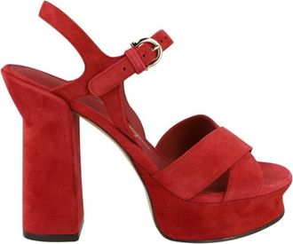 Ferragamo Sonya Suede Platform Sandals, Size 8.5 C