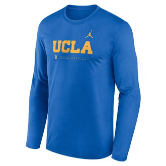 Nike Jordan Mens UCLA Courtside Basketball Shootaround Legend Jordan Brand Dri-FIT College Long-Sleeve T-Shirt in Blue | 0JTJ44UUCL-NK9