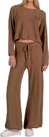 Elan Drawstring Wide Leg Pants In Caramel