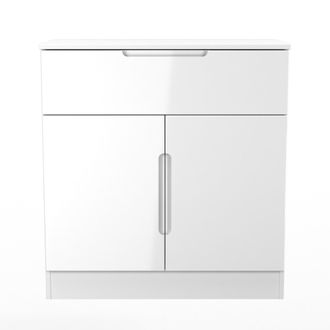 Lewis's Milan 1 Drawer 2 Door Sideboard in White Gloss & White Matt - Ready Assembled - Lewiss Home | TJ Hughes