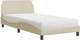 vidaXL Cama Con Colch&oacute;n Tela Color Crema 100x200 Cm Vidaxl