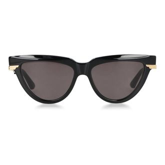 Bottega Veneta Accessoires, Dames, Zwart, ONE Size, Cat-eye zonnebril met goudkleurig detail