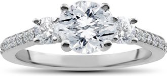 Pompeii3 1 1/4 ct Round Diamond 3-Stone Lab Created Eco Friendly Engagement Ring White Gold