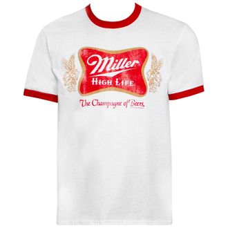 MILLER High Life Logo and Red Ringer Tee Shirt X-Large