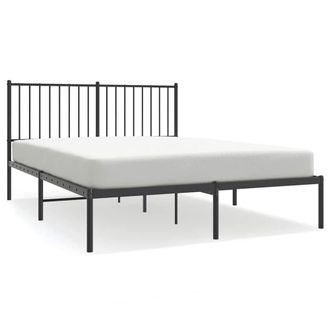 Berkfield Home Metal Bed Frame with Headboard Black 135x190 cm Double