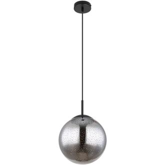 Globo Lighting Lampada a sospensione palla lampada a sospensione nera tavolo da pranzo lampada a sospensione in vetro fum&eacute; vetro retro, regolabile in altezza
