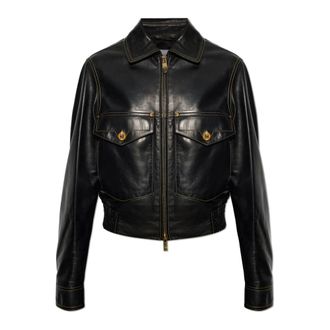 Versace Dames, Jassen, Zwart, Maat: L Leer